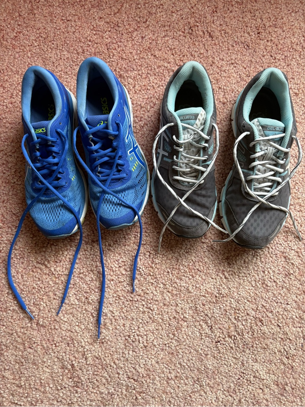 Asics Blue & Gray Athletic Shoe Pair both are a size 8-1/2